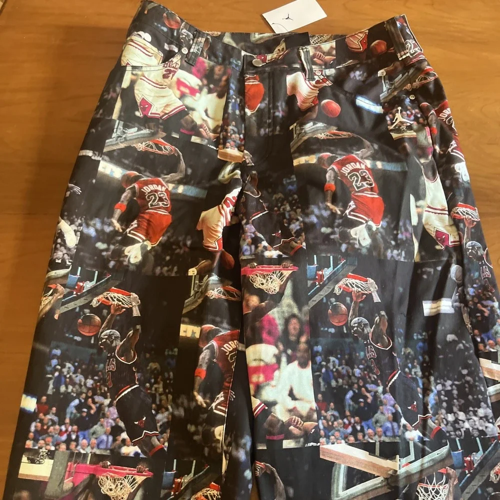 Jordan Jumpman Men's Multicolor All-Over Basketball Print Pants 36 Cotton